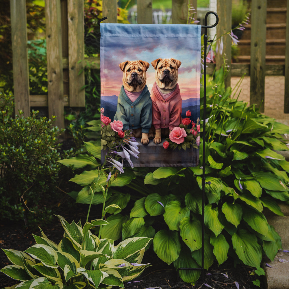 Shar Pei Two Hearts Garden Flag