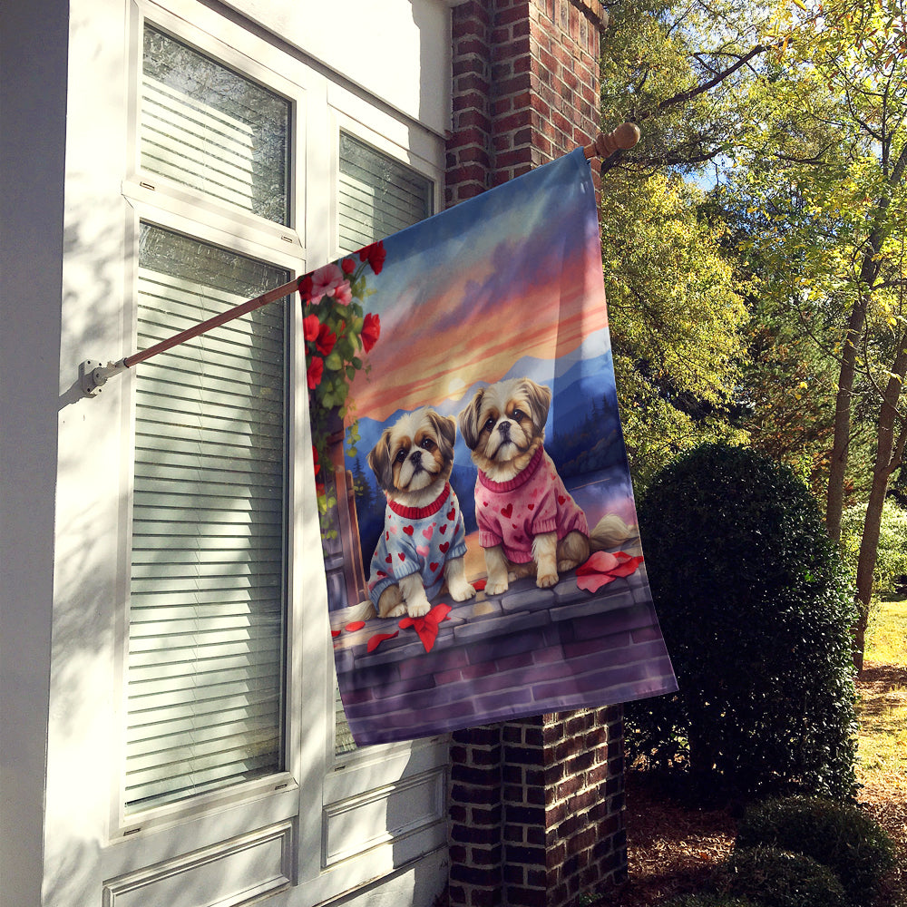 Shih Tzu Two Hearts House Flag