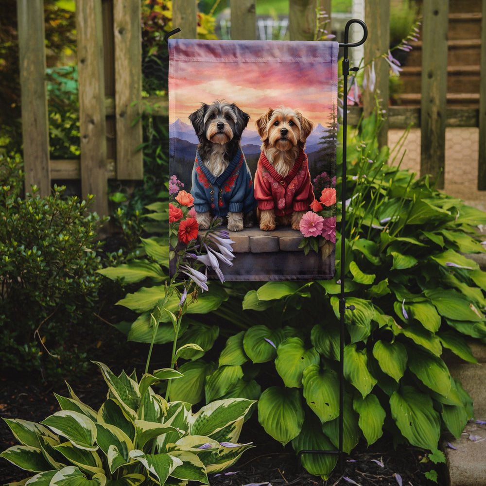 Tibetan Terrier Two Hearts Garden Flag