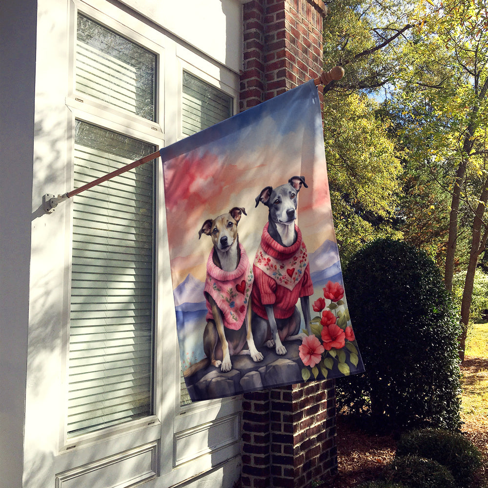 Whippet Two Hearts House Flag