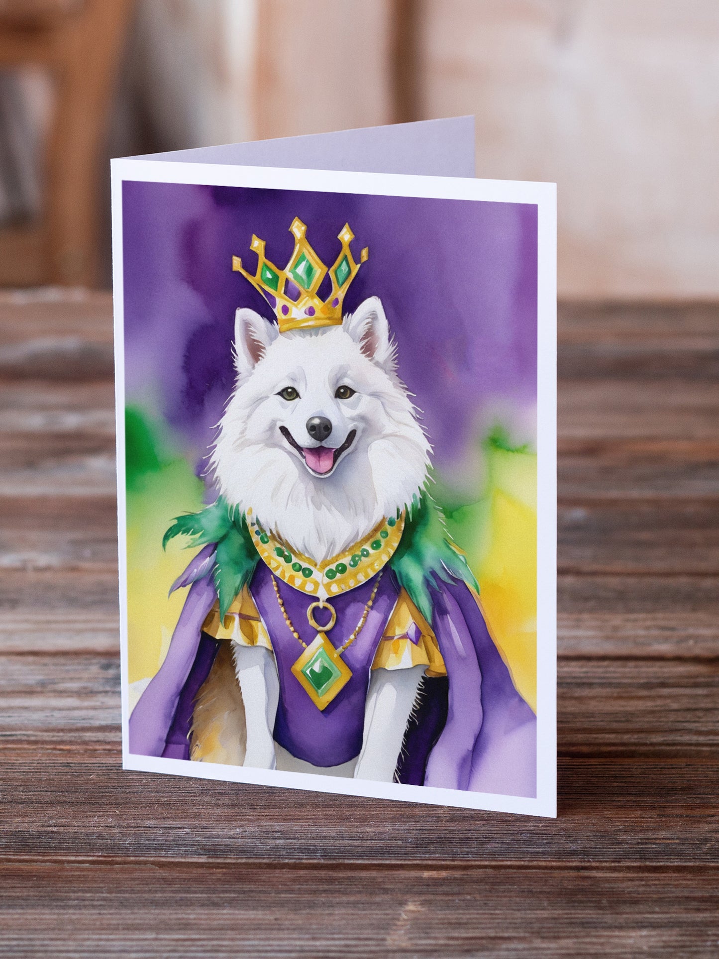 American Eskimo King of Mardi Gras Greeting Cards Pack of 8