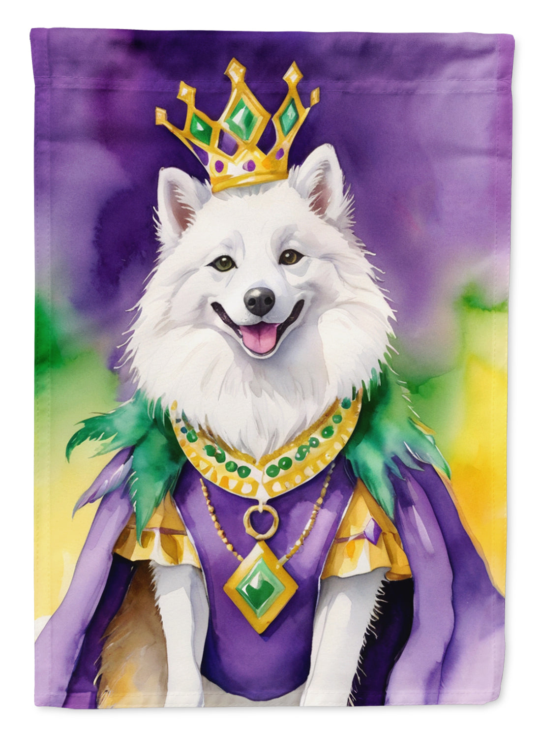 Buy this American Eskimo King of Mardi Gras Garden Flag