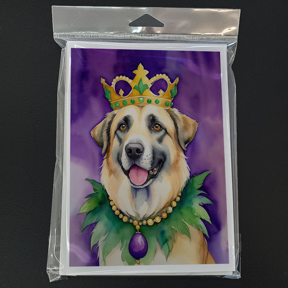 Anatolian Shepherd Dog King of Mardi Gras Greeting Cards Pack of 8