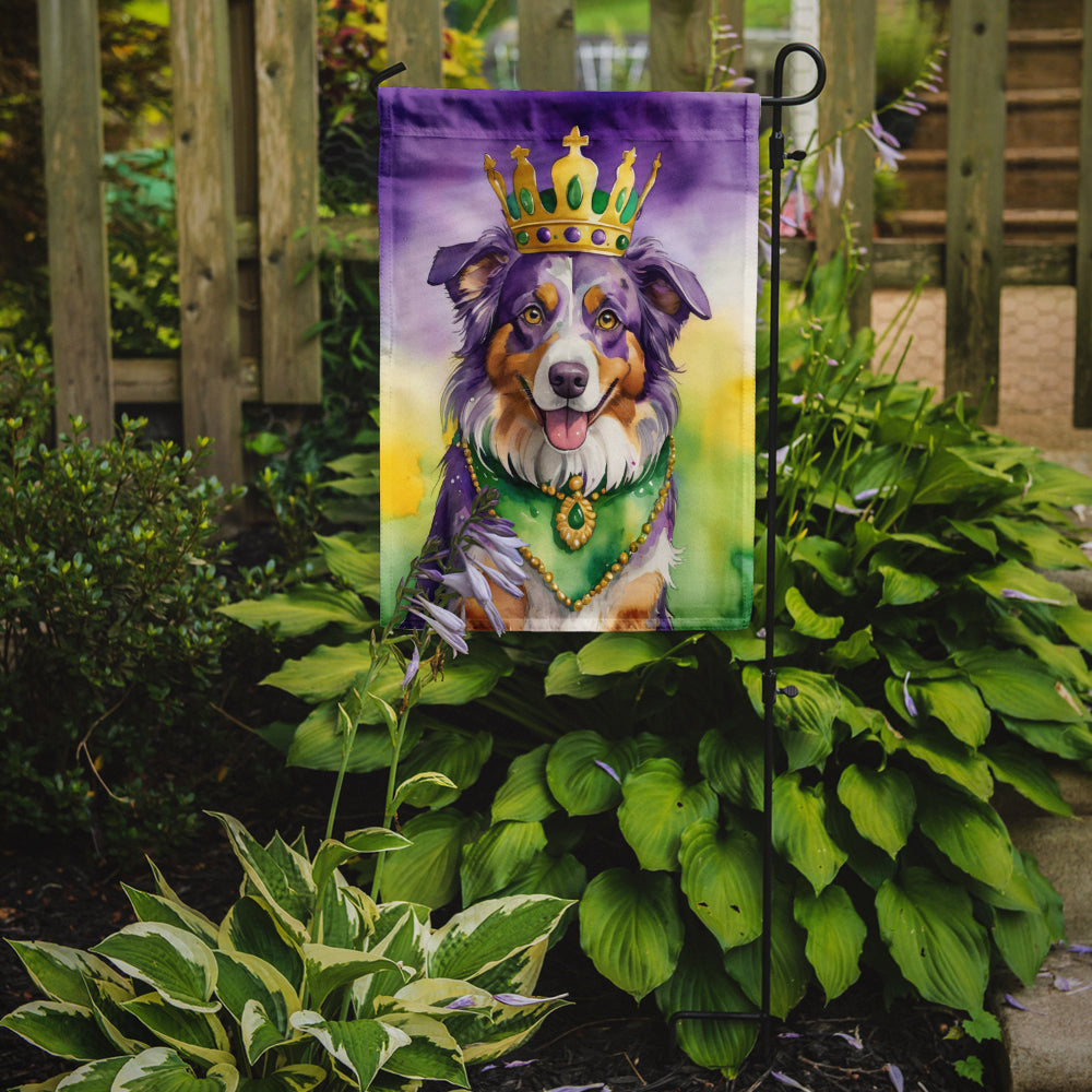 Australian Shepherd King of Mardi Gras Garden Flag