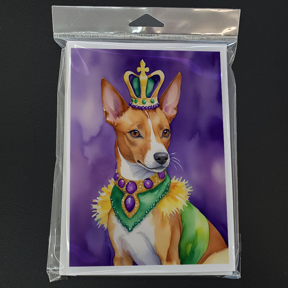 Basenji King of Mardi Gras Greeting Cards Pack of 8