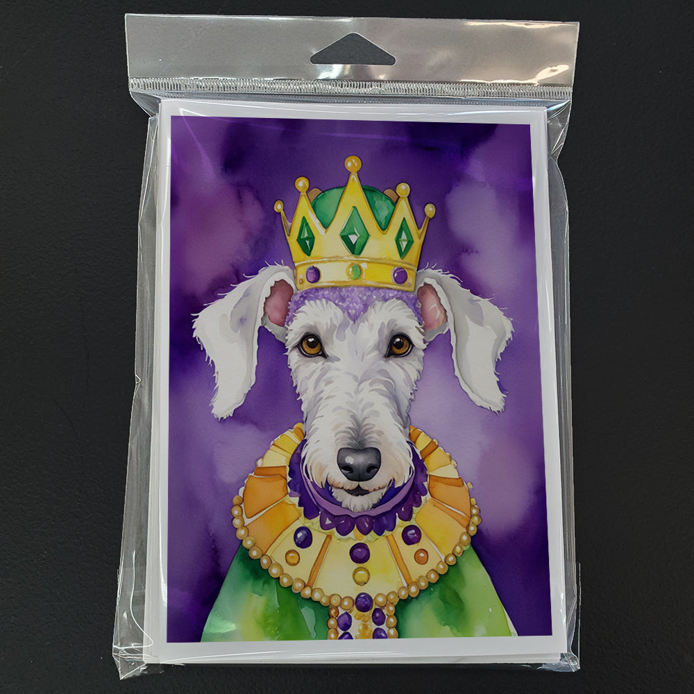 Bedlington Terrier King of Mardi Gras Greeting Cards Pack of 8