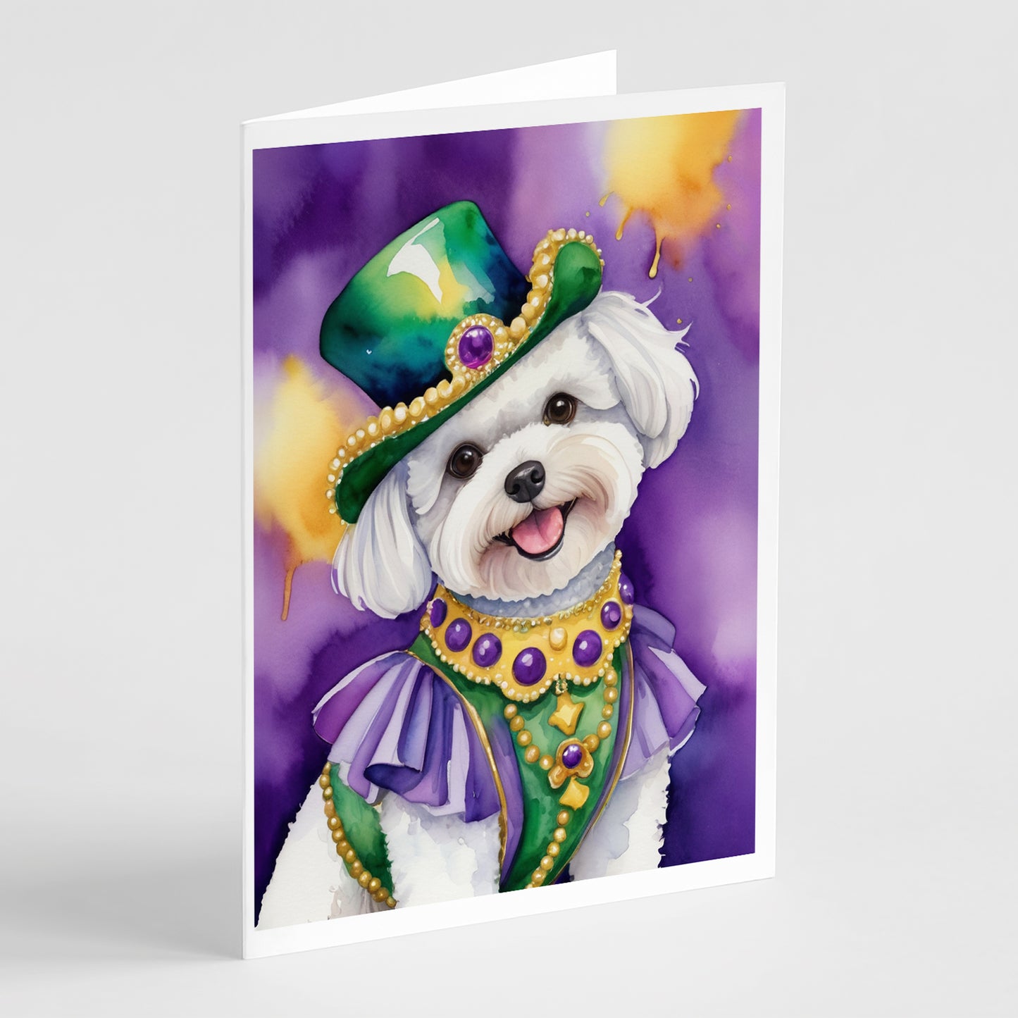 Buy this Bichon Frise King of Mardi Gras Greeting Cards Pack of 8