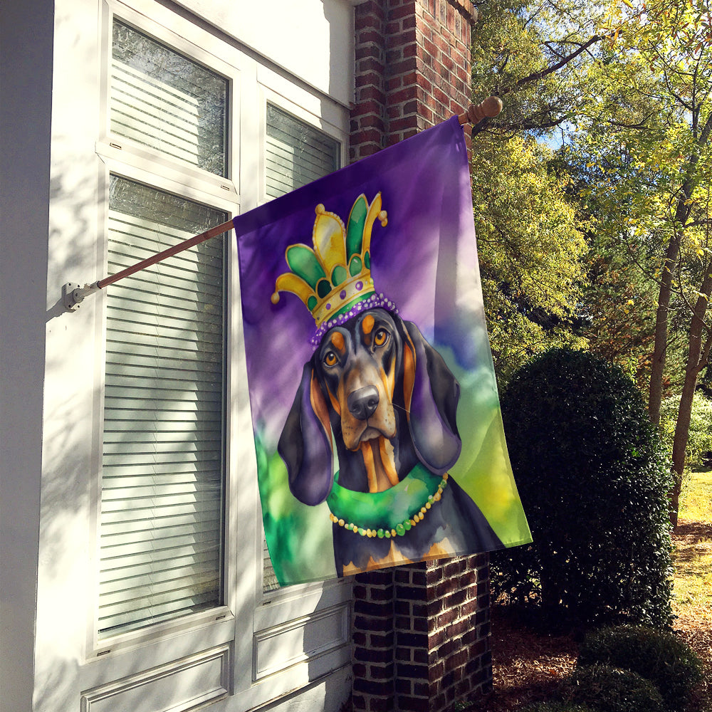 Black and Tan Coonhound King of Mardi Gras House Flag