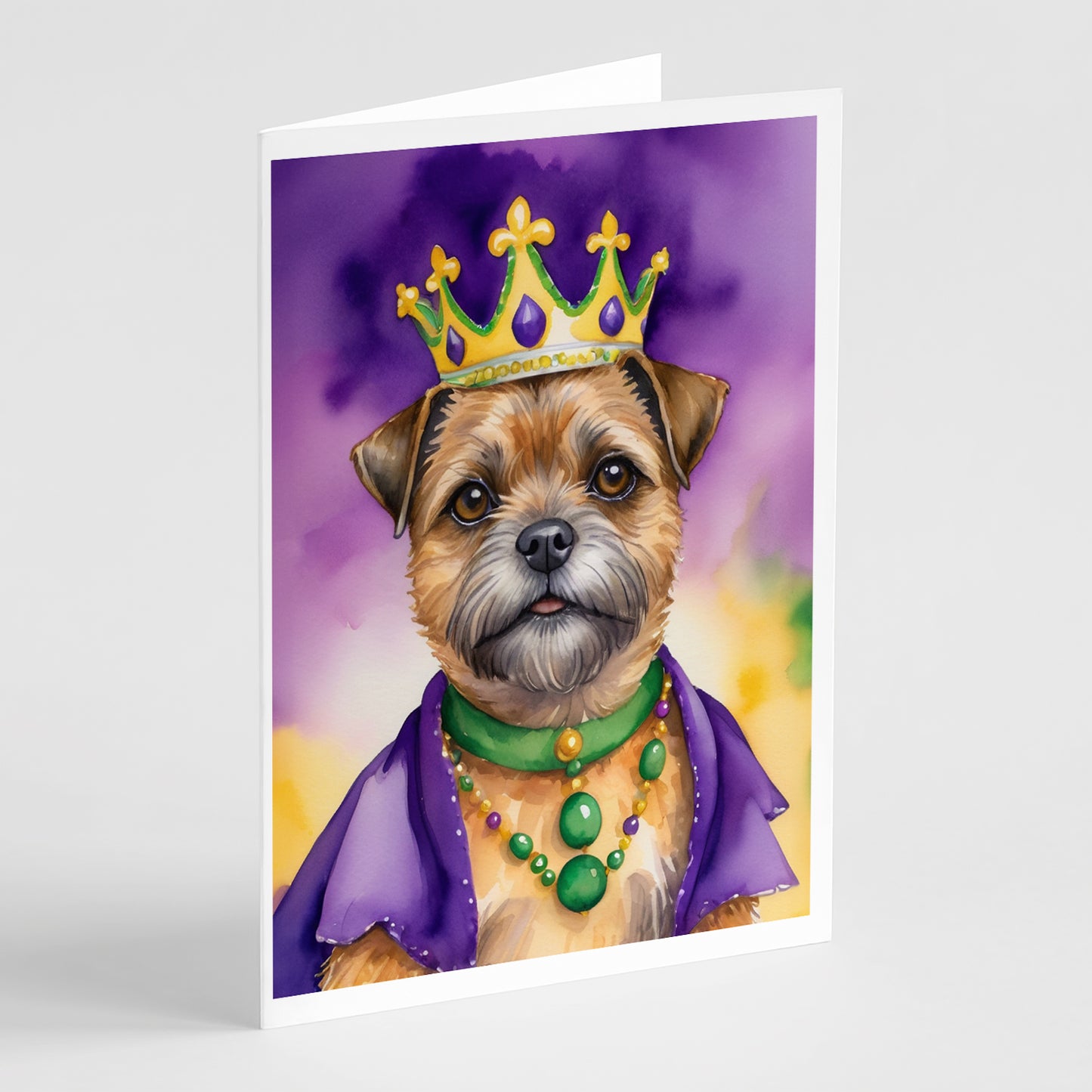 Buy this Border Terrier King of Mardi Gras Greeting Cards Pack of 8
