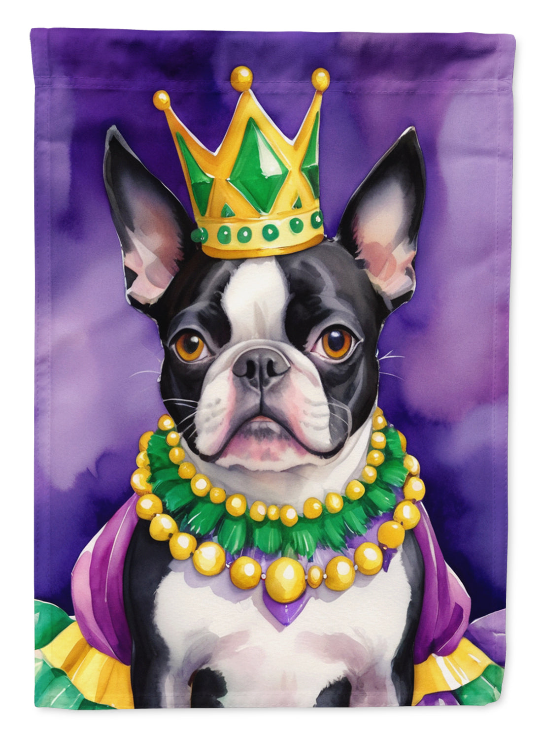Buy this Boston Terrier King of Mardi Gras Garden Flag