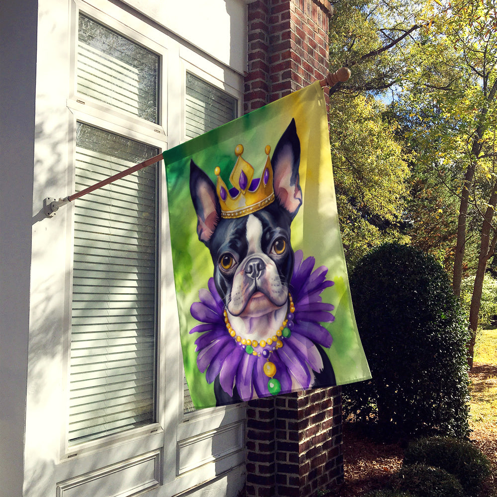 Boston Terrier King of Mardi Gras House Flag