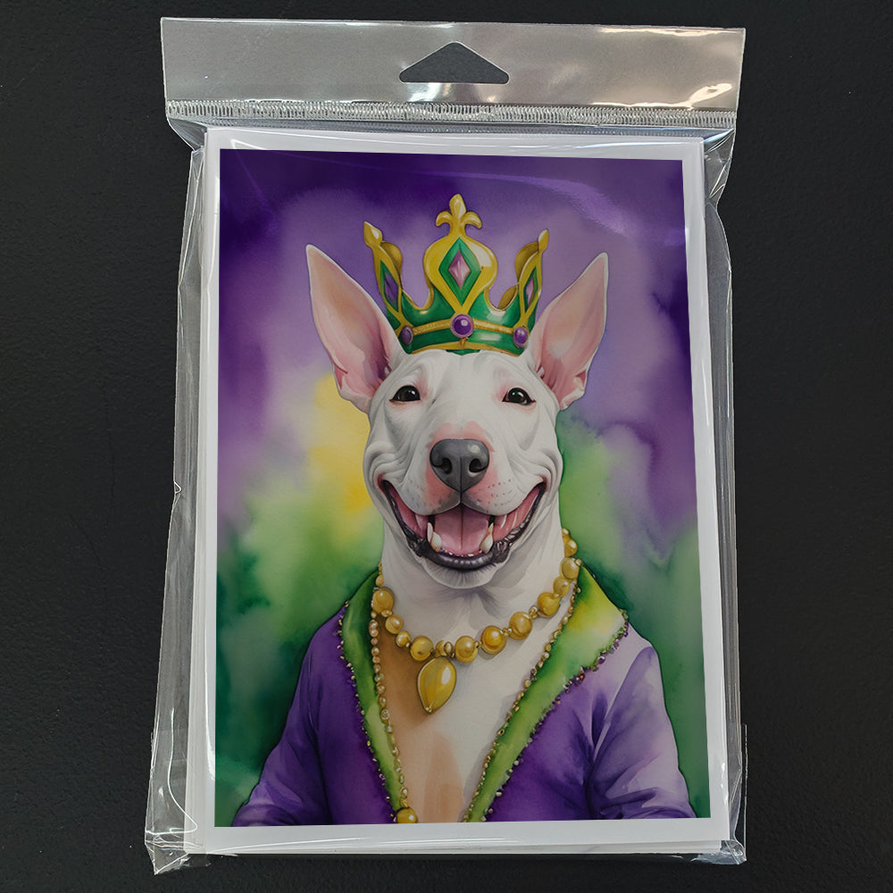Bull Terrier King of Mardi Gras Greeting Cards Pack of 8