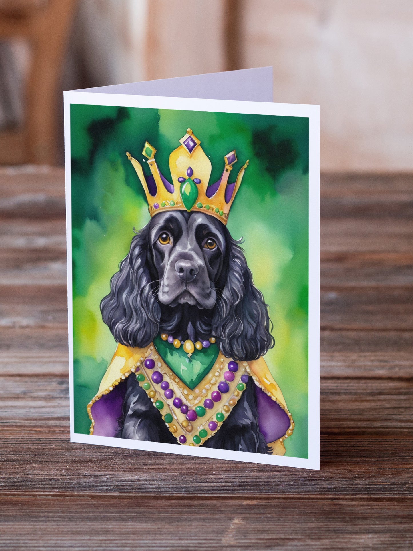 Cocker Spaniel King of Mardi Gras Greeting Cards Pack of 8