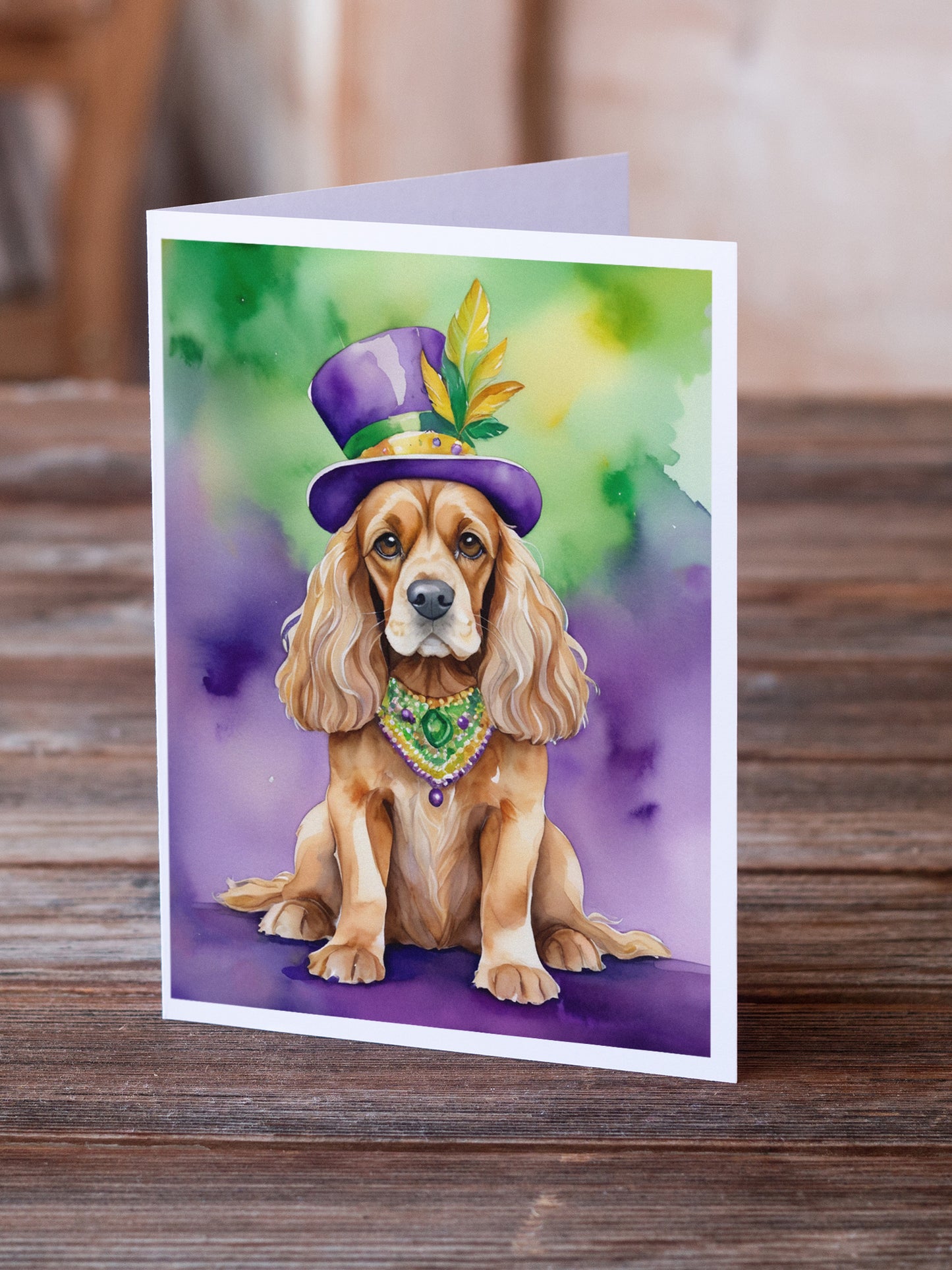 Cocker Spaniel King of Mardi Gras Greeting Cards Pack of 8