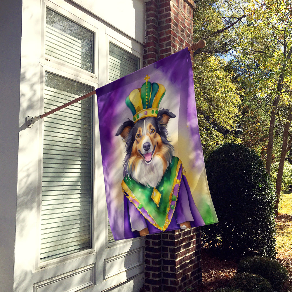 Collie King of Mardi Gras House Flag