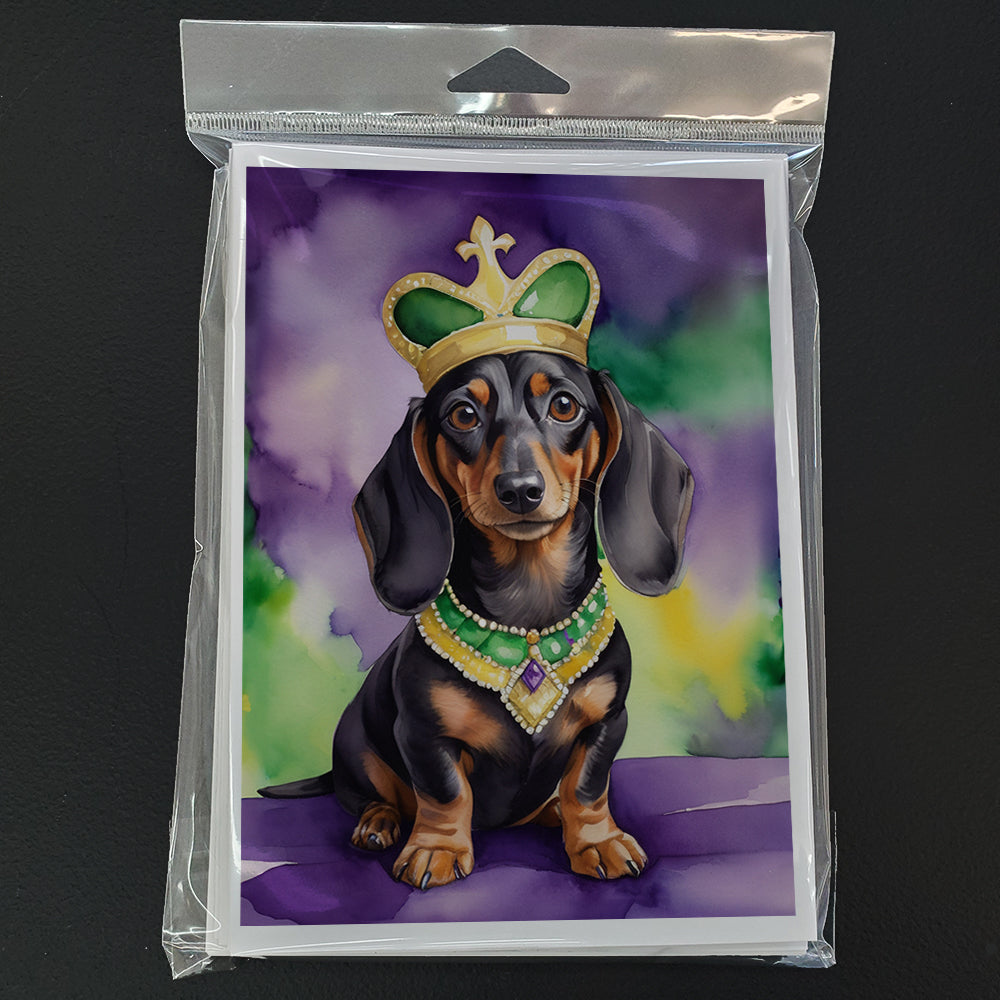 Dachshund King of Mardi Gras Greeting Cards Pack of 8