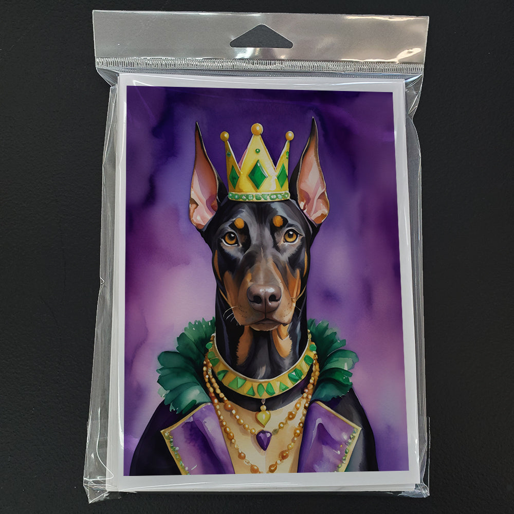 Doberman Pinscher King of Mardi Gras Greeting Cards Pack of 8