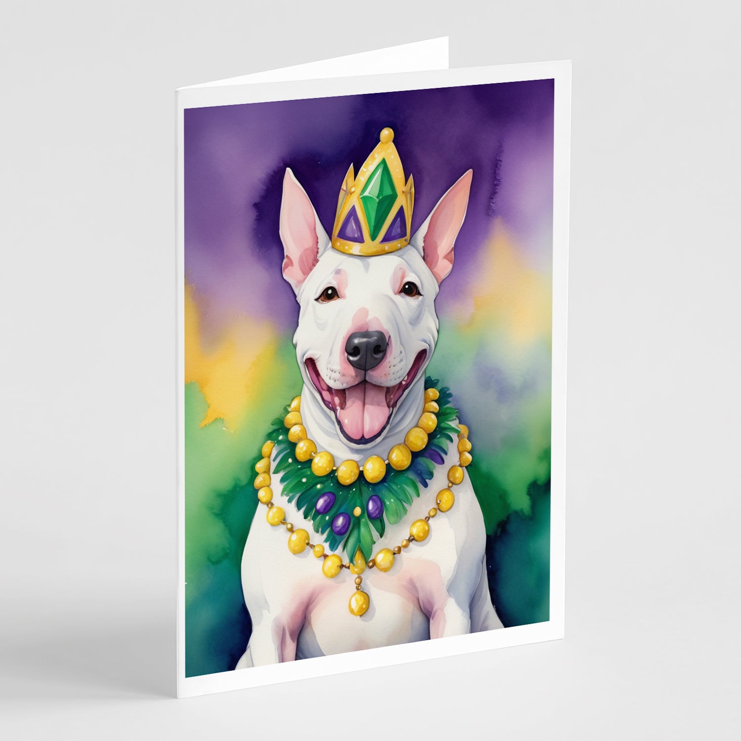 Buy this English Bull Terrier King of Mardi Gras Greeting Cards Pack of 8