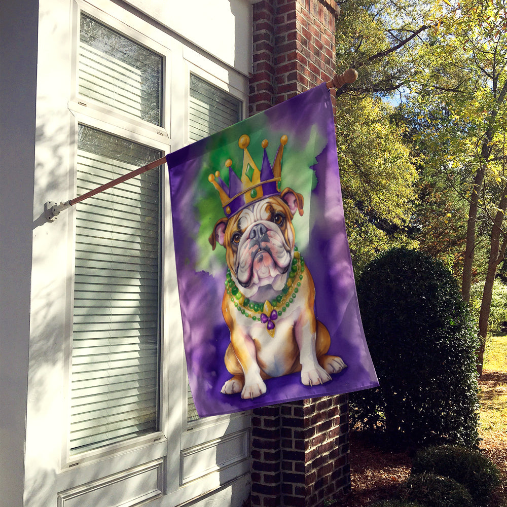 English Bulldog King of Mardi Gras House Flag