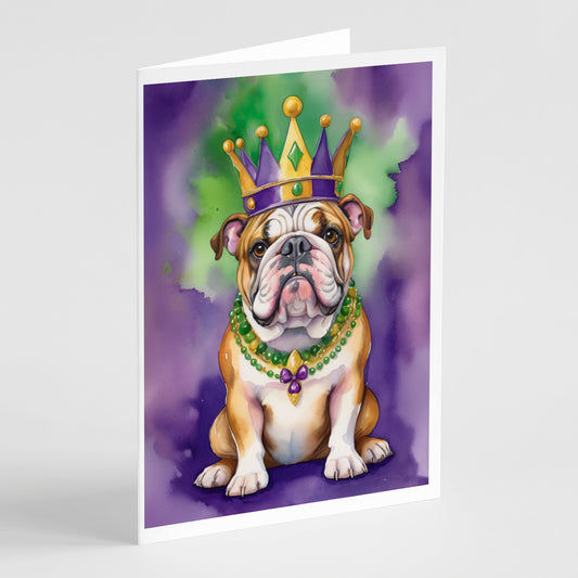 Buy this English Bulldog King of Mardi Gras Greeting Cards Pack of 8