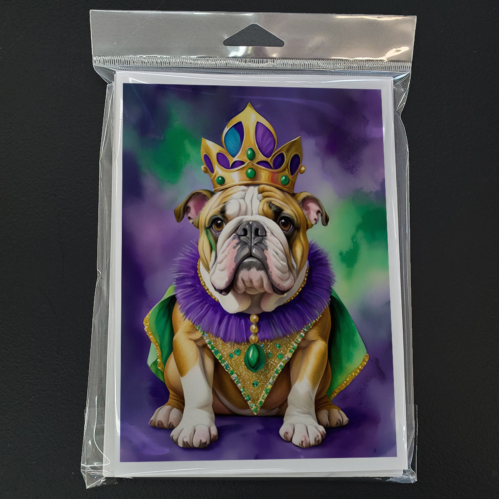 English Bulldog King of Mardi Gras Greeting Cards Pack of 8