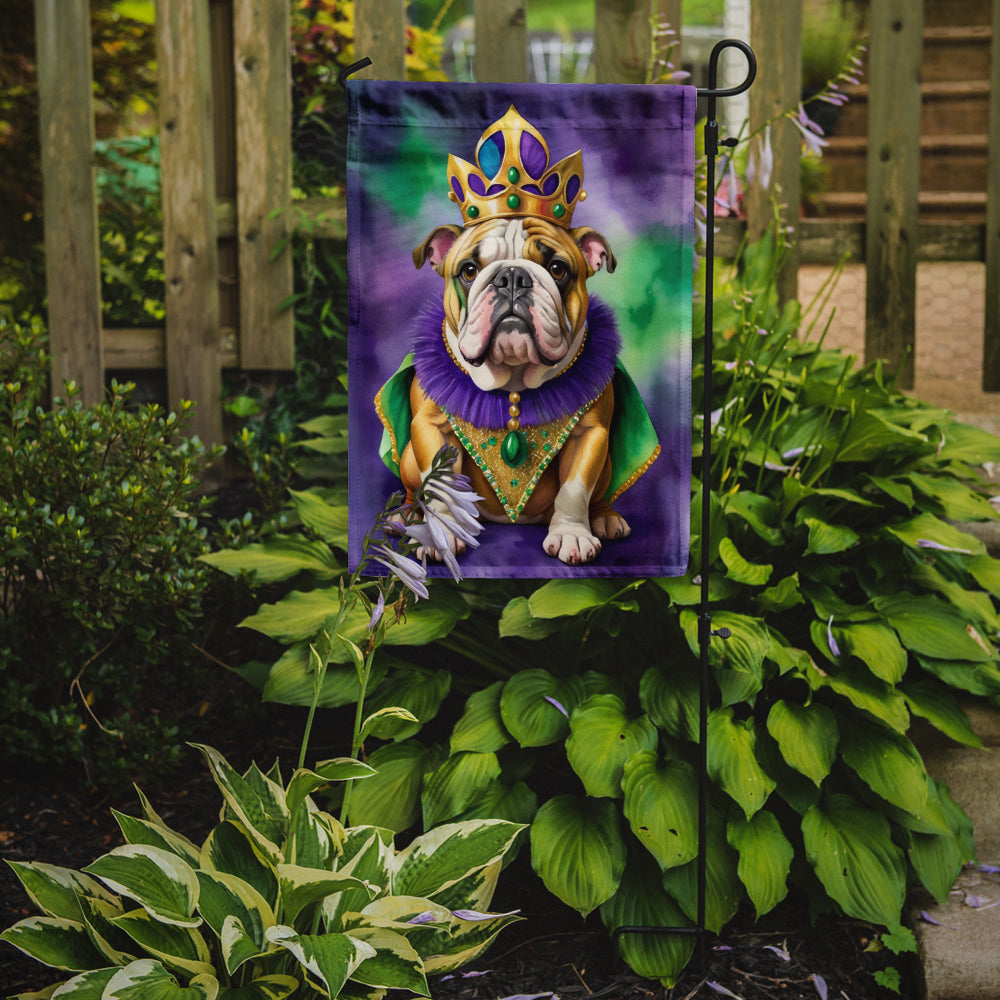 English Bulldog King of Mardi Gras Garden Flag