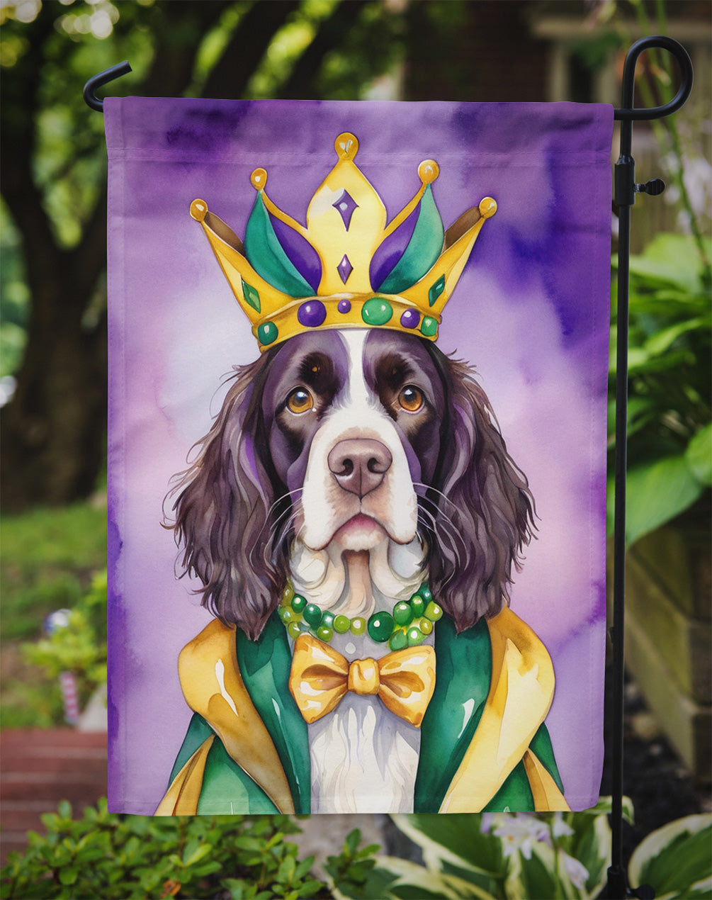 English Springer Spaniel King of Mardi Gras Garden Flag