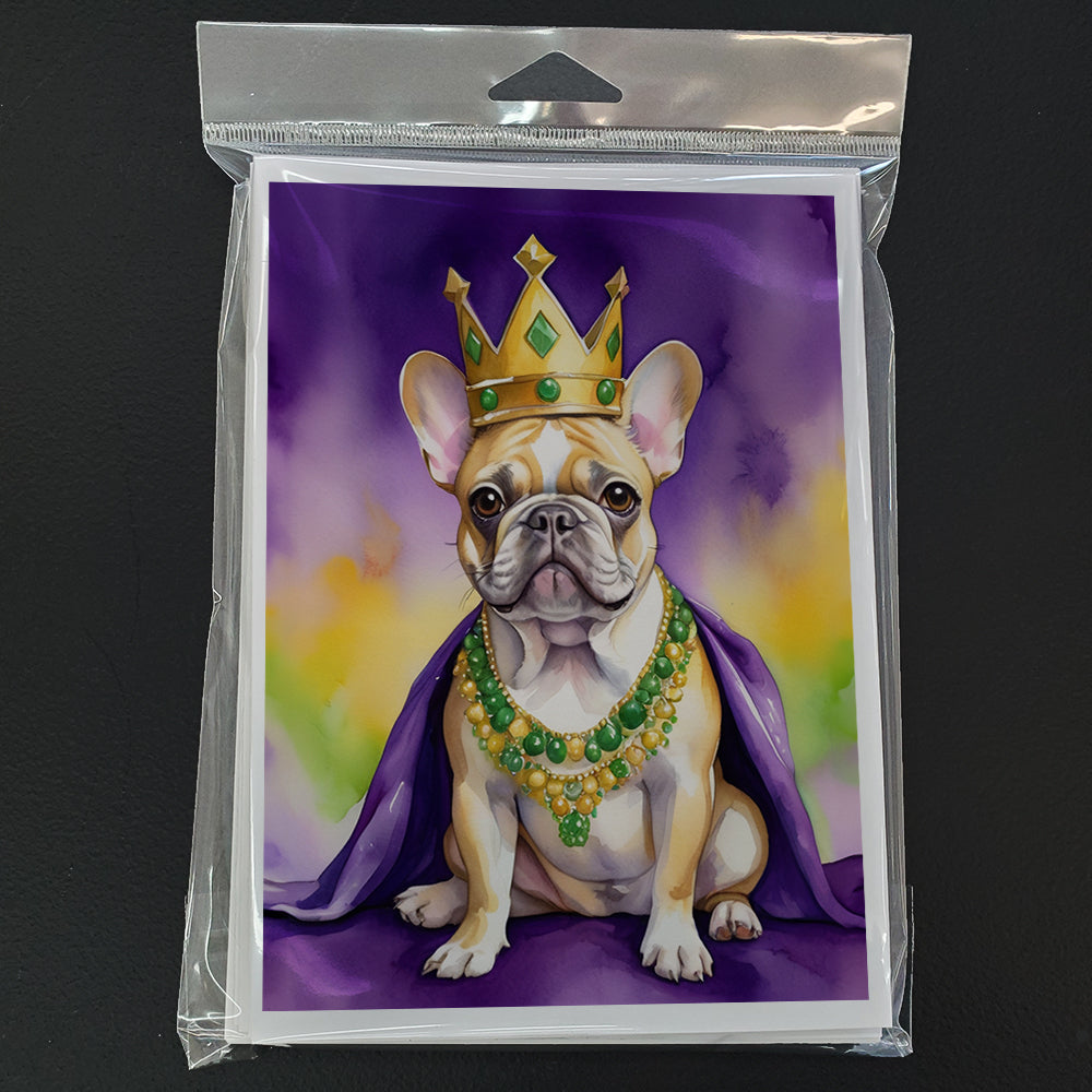 French Bulldog King of Mardi Gras Greeting Cards Pack of 8