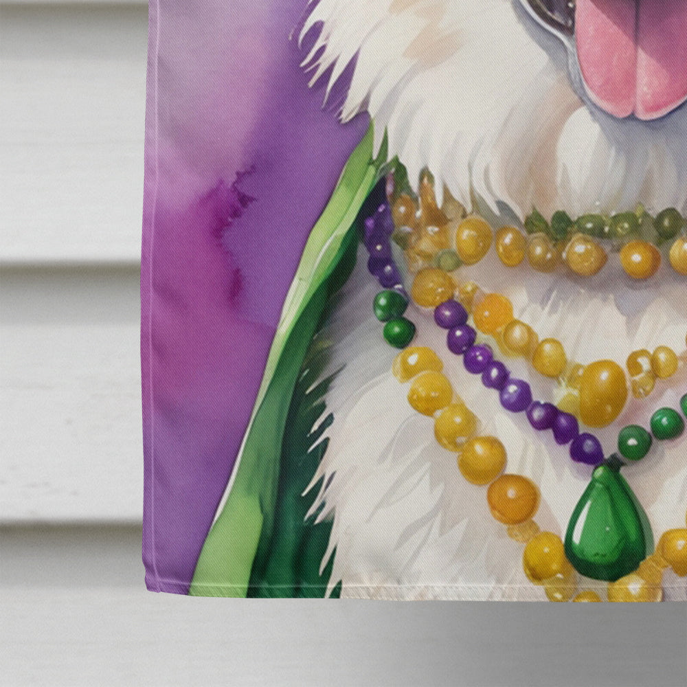 White German Shepherd King of Mardi Gras House Flag