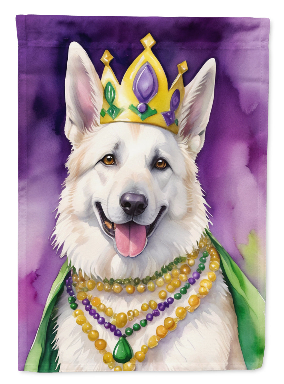 Buy this White German Shepherd King of Mardi Gras Garden Flag