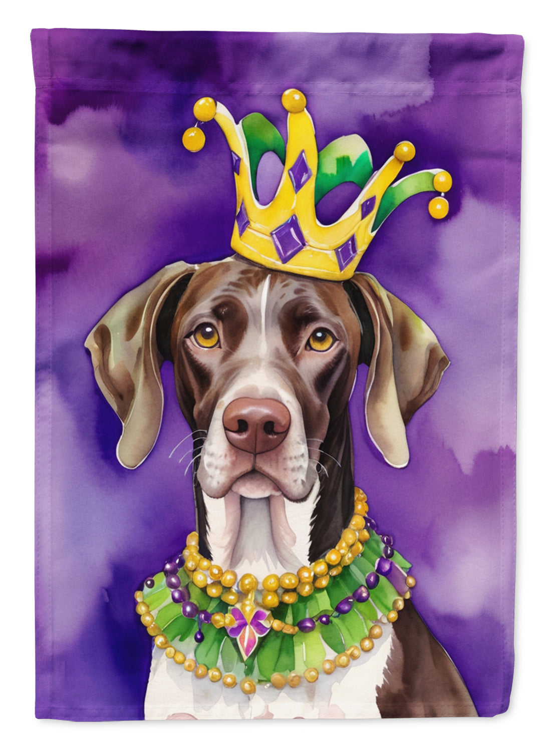 Buy this German Shorthaired Pointer King of Mardi Gras Garden Flag