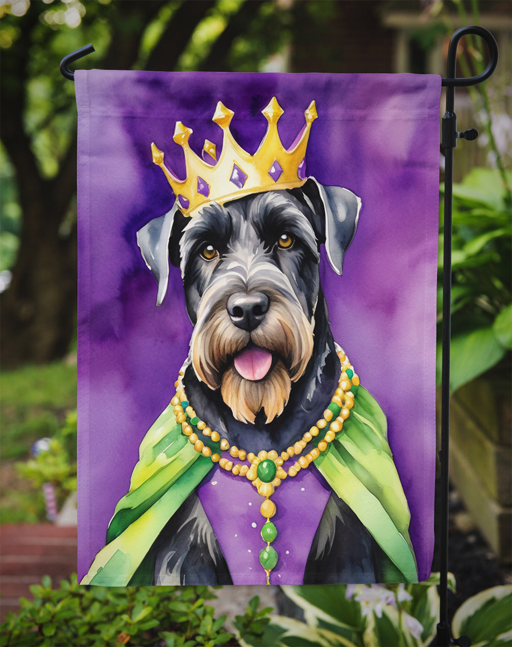 Giant Schnauzer King of Mardi Gras Garden Flag