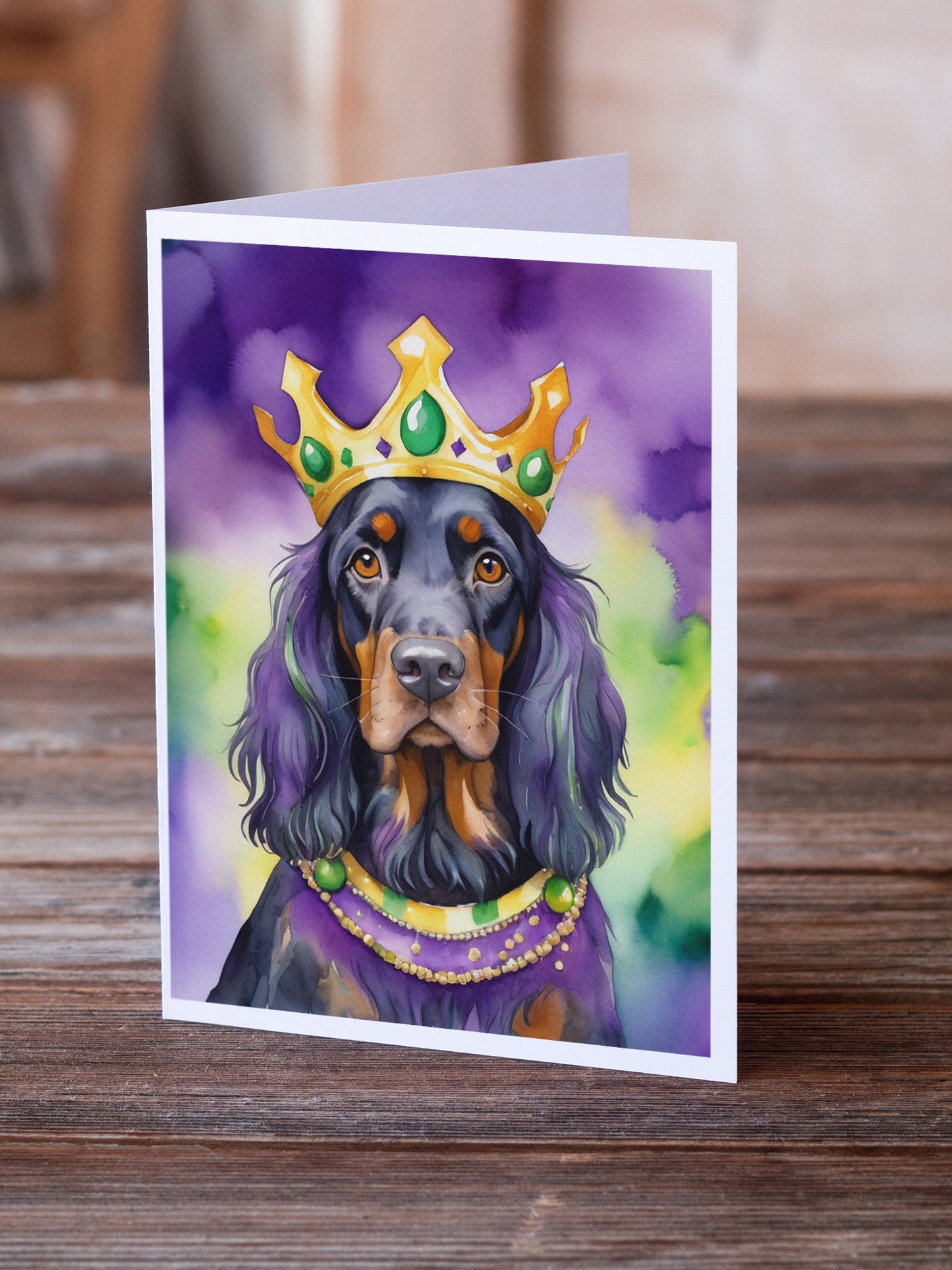 Gordon Setter King of Mardi Gras Greeting Cards Pack of 8