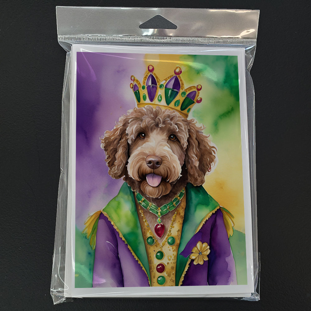 Labradoodle King of Mardi Gras Greeting Cards Pack of 8