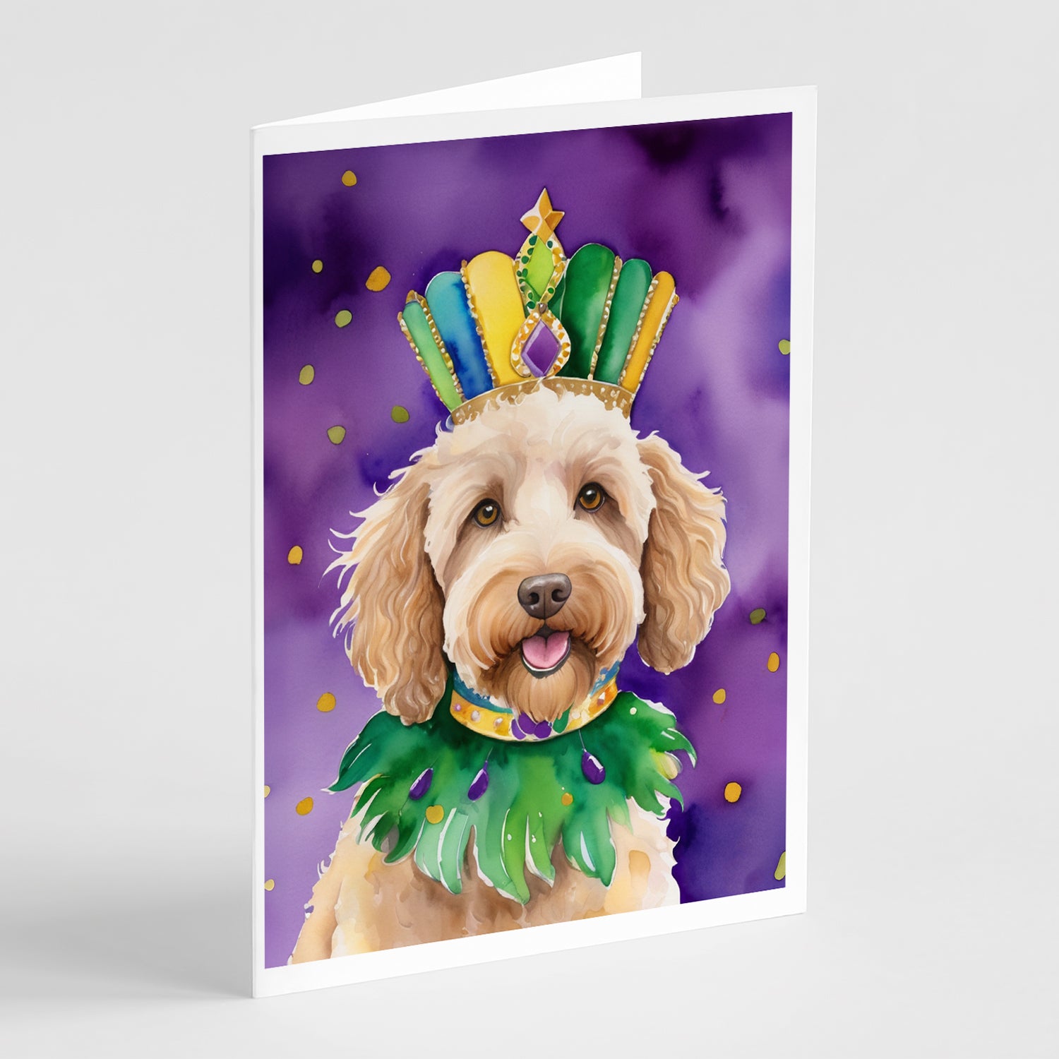 Buy this Labradoodle King of Mardi Gras Greeting Cards Pack of 8