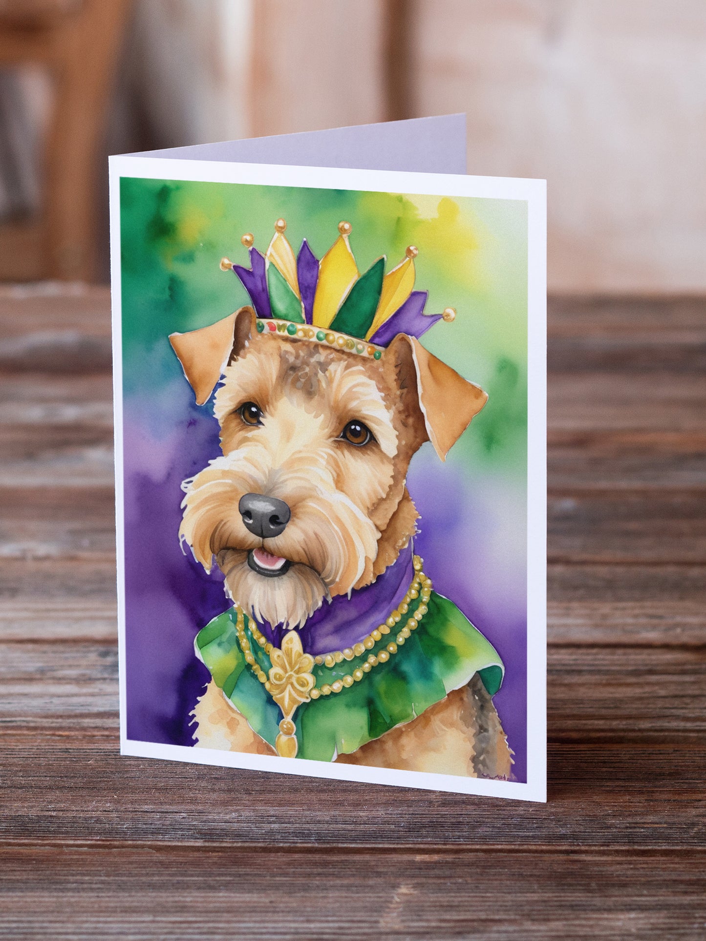 Lakeland Terrier King of Mardi Gras Greeting Cards Pack of 8