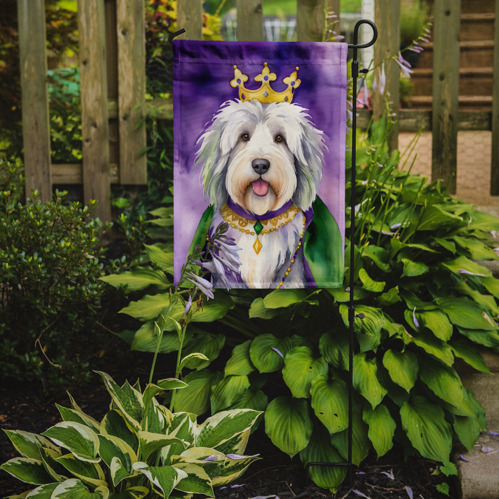 Old English Sheepdog King of Mardi Gras Garden Flag