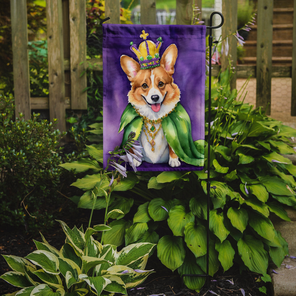 Corgi King of Mardi Gras Garden Flag