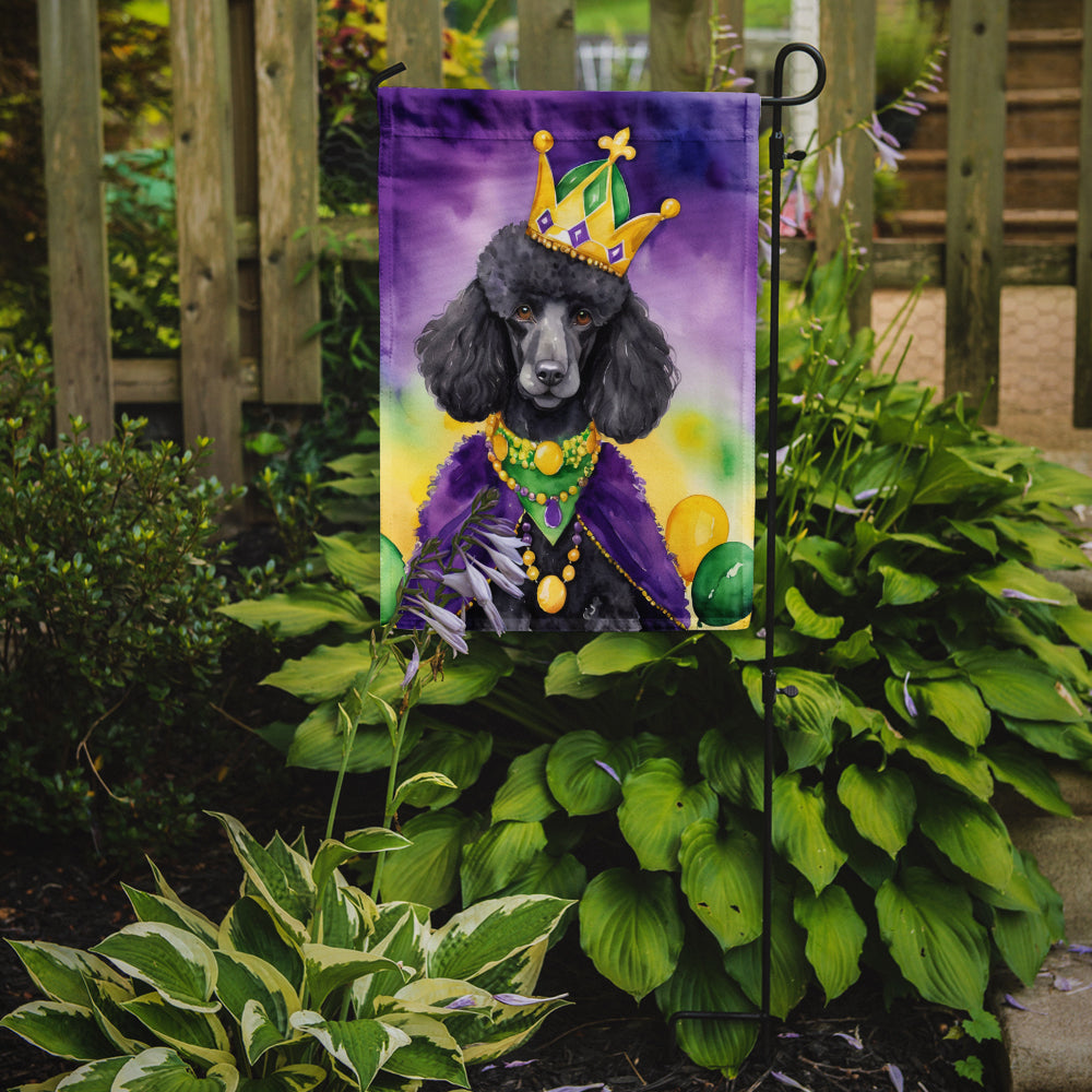 Black Poodle King of Mardi Gras Garden Flag