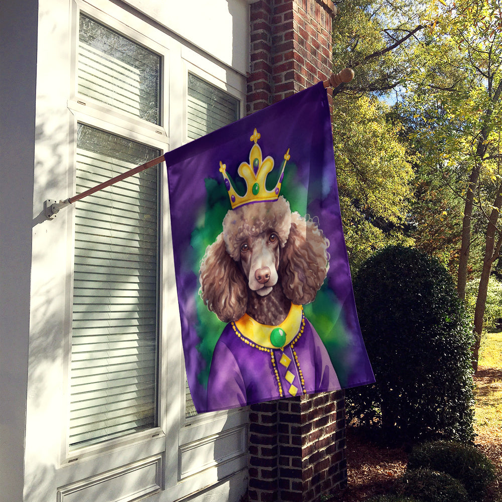 Chocolate Poodle King of Mardi Gras House Flag