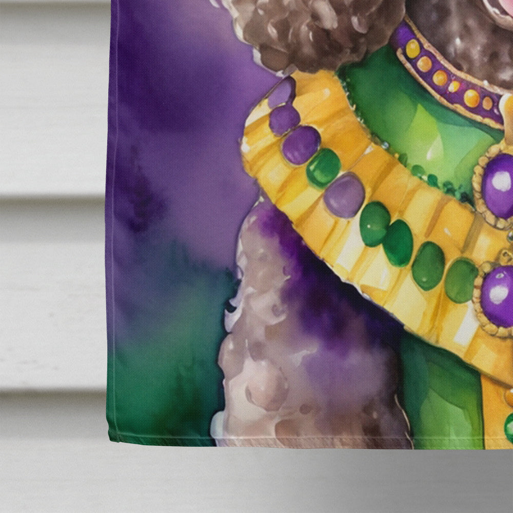 Chocolate Poodle King of Mardi Gras House Flag