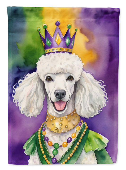 Buy this White Poodle King of Mardi Gras Garden Flag