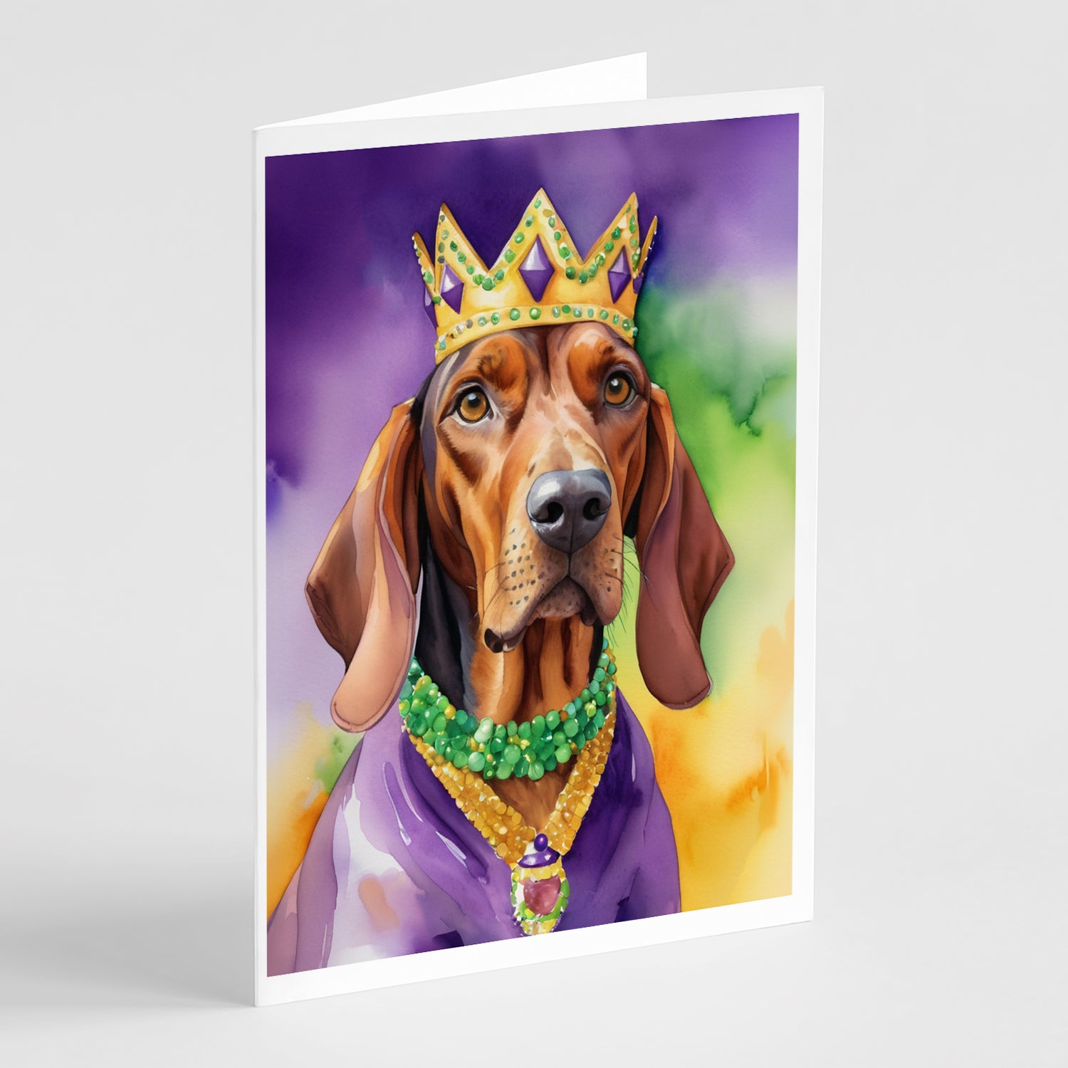 Buy this Redbone Coonhound King of Mardi Gras Greeting Cards Pack of 8