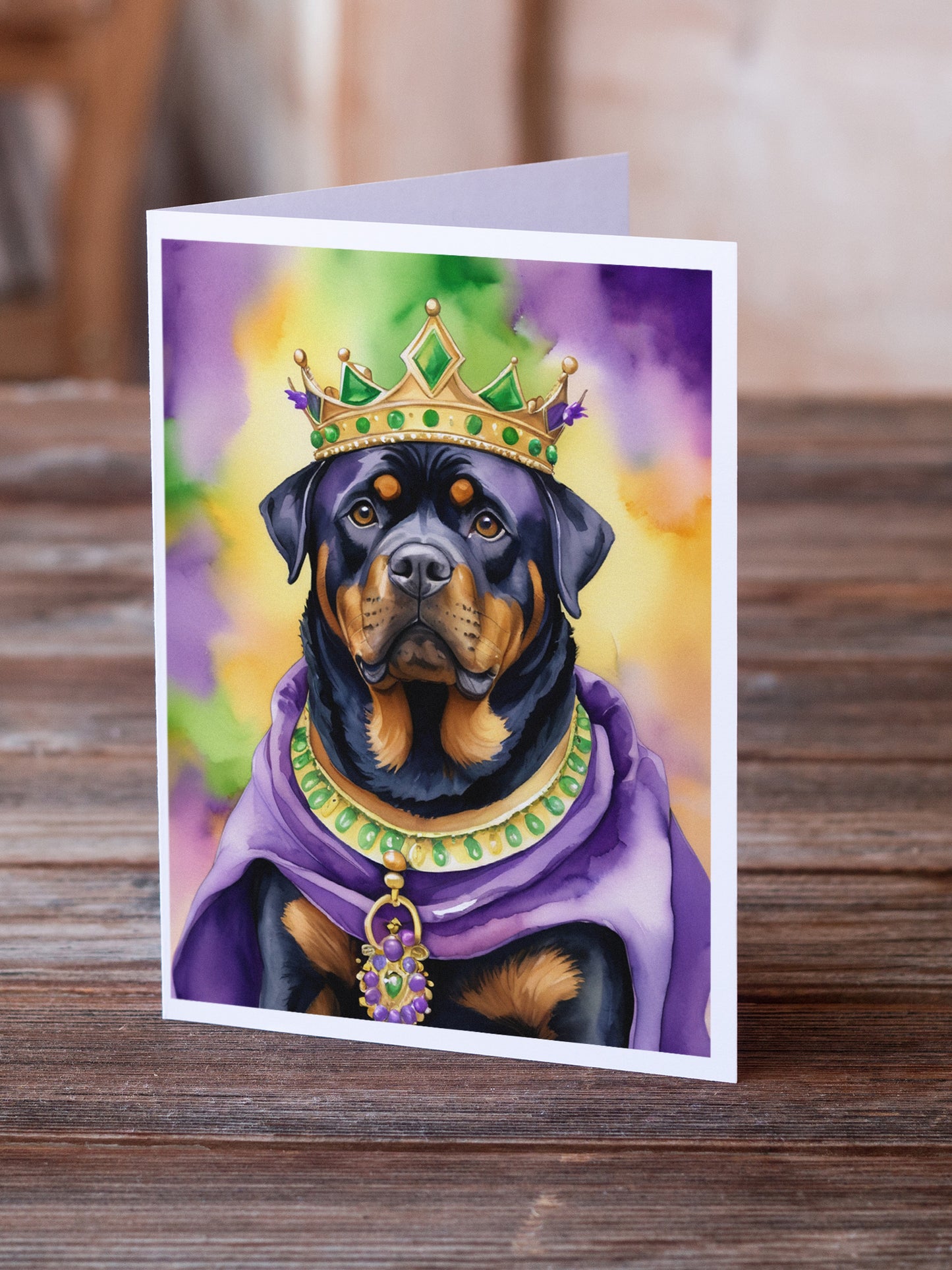 Rottweiler King of Mardi Gras Greeting Cards Pack of 8