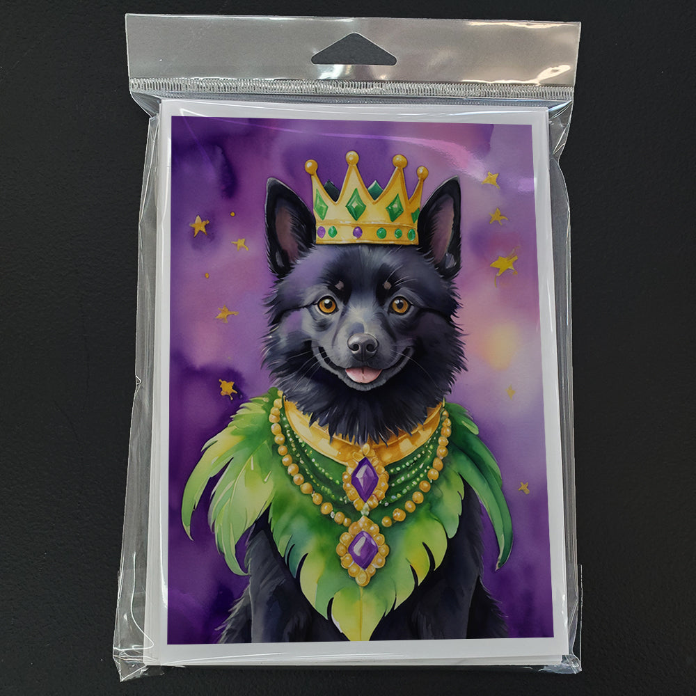 Schipperke King of Mardi Gras Greeting Cards Pack of 8