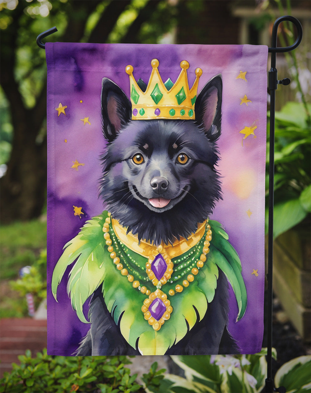 Schipperke King of Mardi Gras Garden Flag