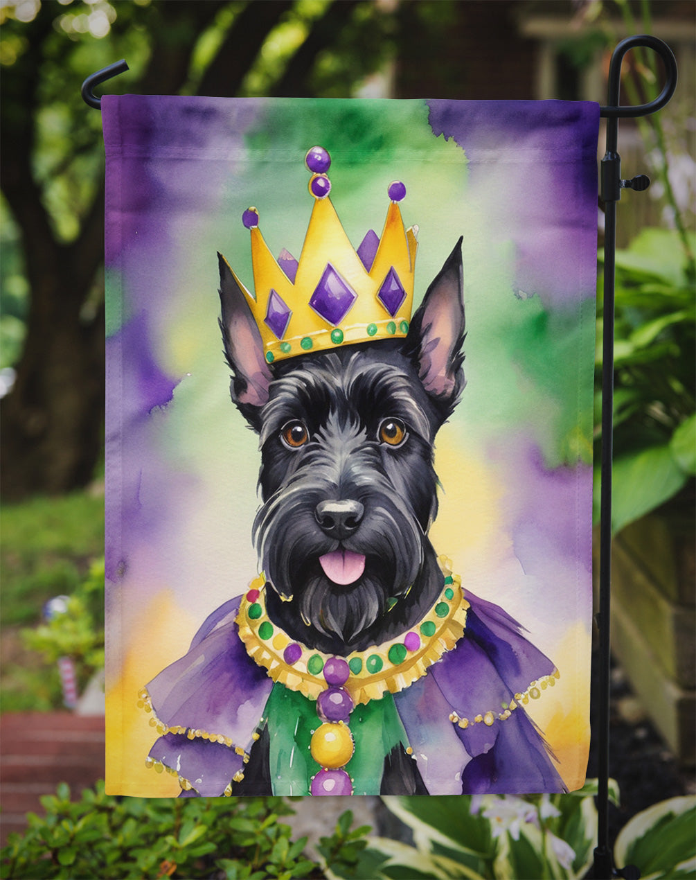 Scottish Terrier King of Mardi Gras Garden Flag