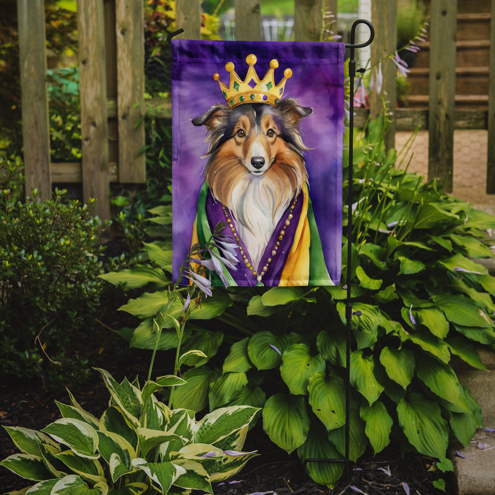 Sheltie King of Mardi Gras Garden Flag