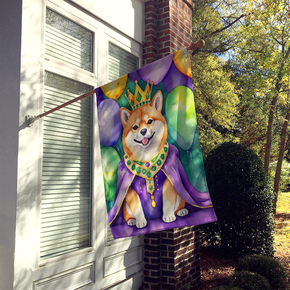 Shiba Inu King of Mardi Gras House Flag