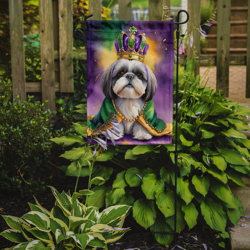 Shih Tzu King of Mardi Gras Garden Flag